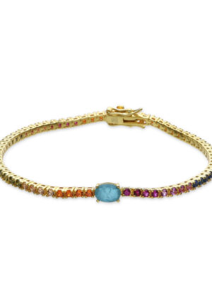 Luxenter Armband van 925 sterling zilver en veelkleurige zirkonia met 18-karaats geelgoud afwerking - Genzol