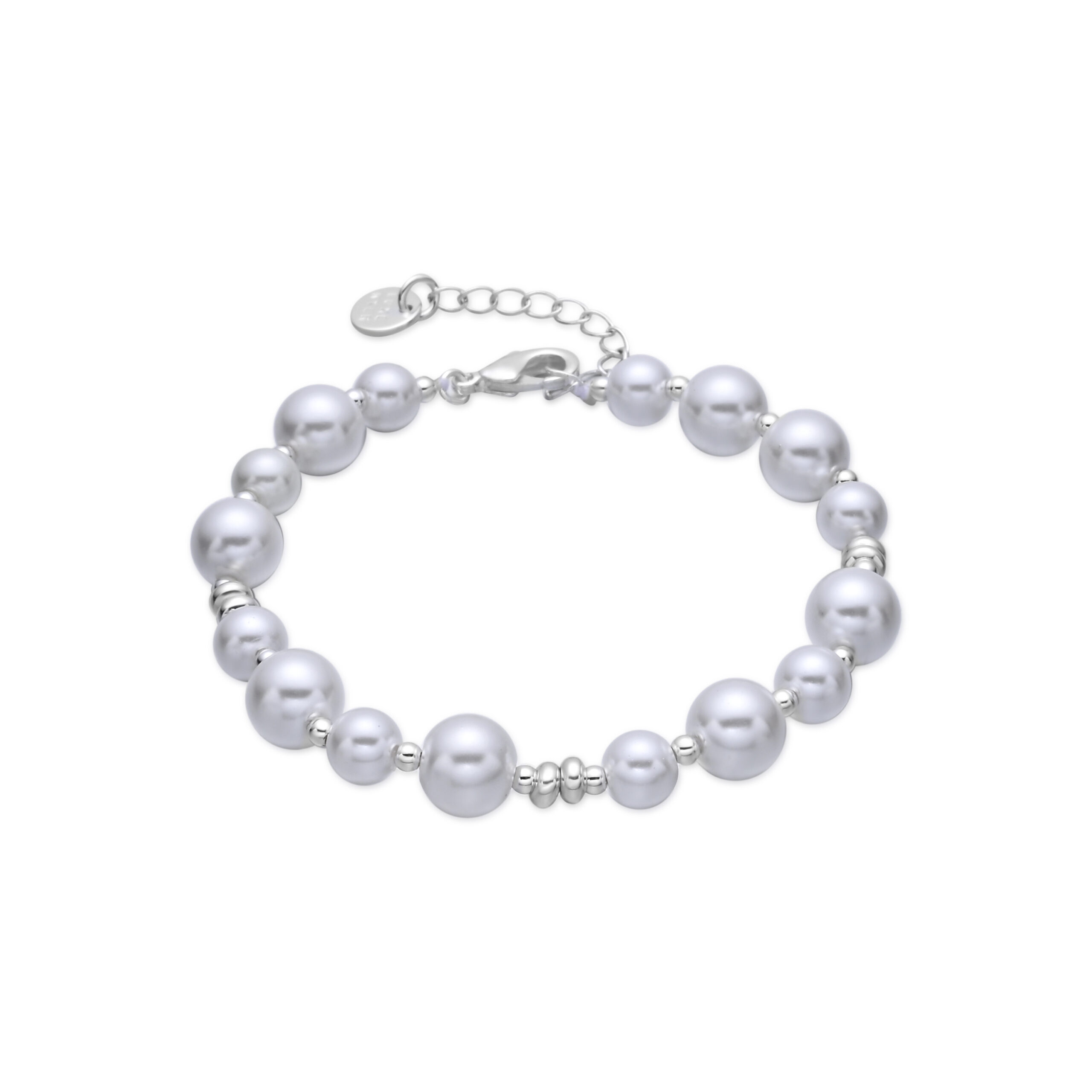 Luxenter Armband met witte parel, afwerking in rhodium - Akio