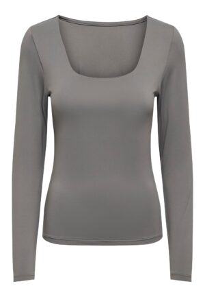 Only 15302647 Onlea L/s Deep Neck Top Jrs Noos T-shirt Lange Mouw Thunderstorm