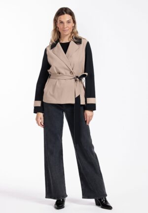 Studio Anneloes Frederique Bonded Trenchcoat 12481 Zomerjassen 2290 Latte/black