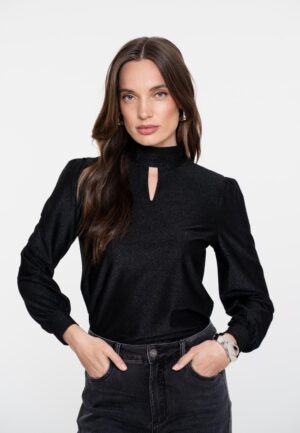 Geisha Top Col With Cut Out 52564-47 T-shirt Lange Mouw 999 Black