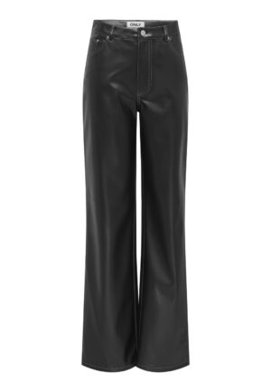 Only Onljuicy-lana Hw Wide Faux Le Pant Pnt Broek 4893860 Black White Stitching