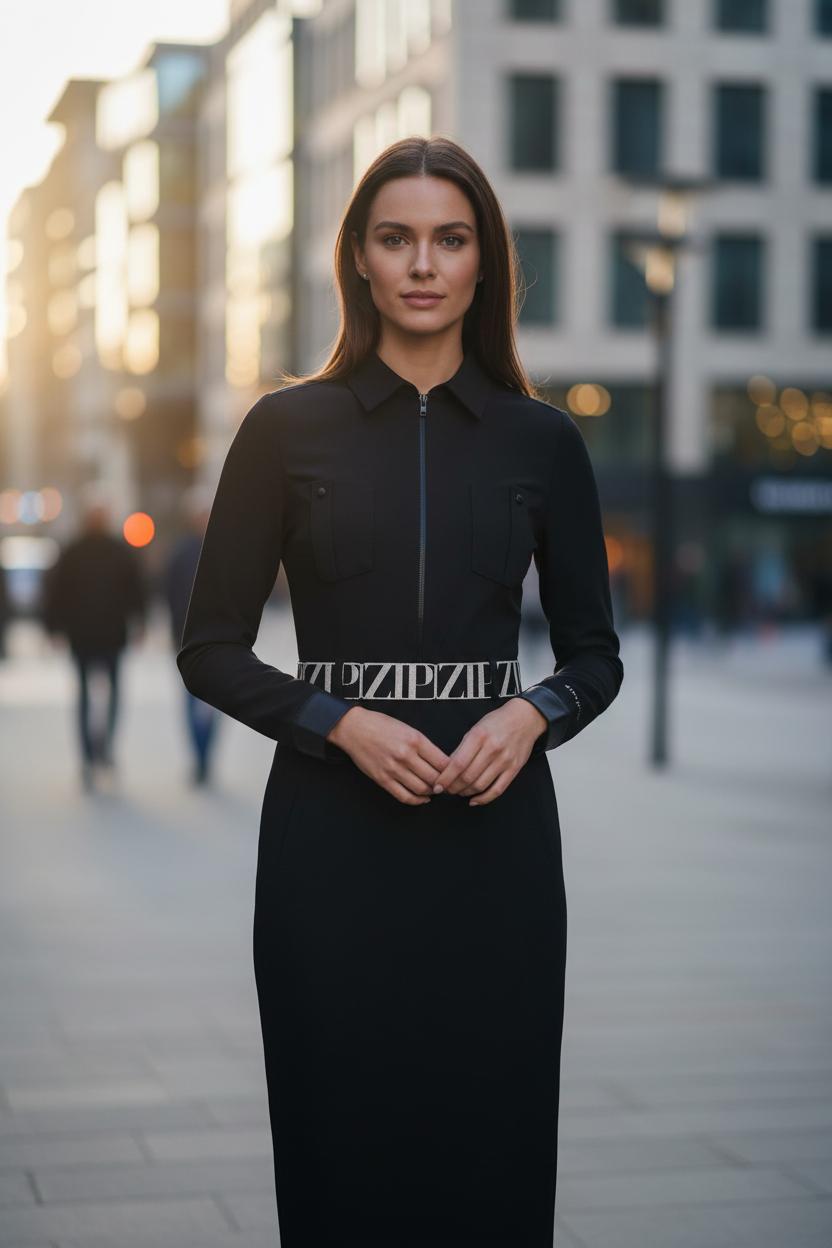 Zip73 Longdress Zip W25/622/01/001 Jurk 001 Black