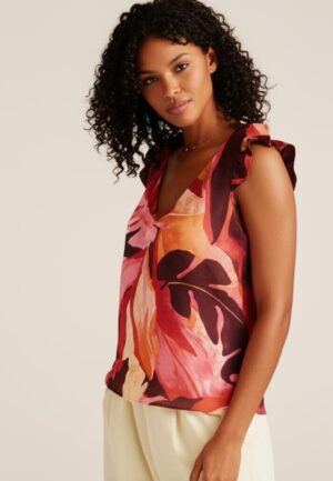 Only Onlalma Life Vis S/s Elina Top Aop T-shirts Russet Brown 689 Leafy Charm