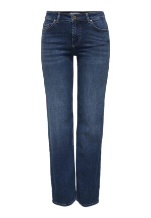 Only Onlblush Mid Straight Dnm Tai021 Noos Straight Leg Dark Blue Denim