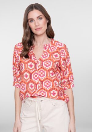 Geisha Blouse 63245-20 Blouse 718 Ecru/orange/cassis