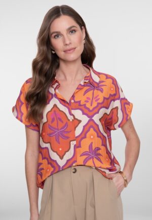 Geisha Blouse 63247-20 Blouse 718 Ecru/mango/purple
