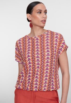 Geisha Top 62155-20 T-shirt Korte Mouw 300 Lila/orange