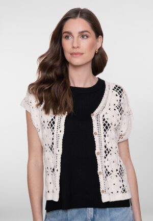 Geisha Vest Crochet 64001-10 Gilets 718 Ecru