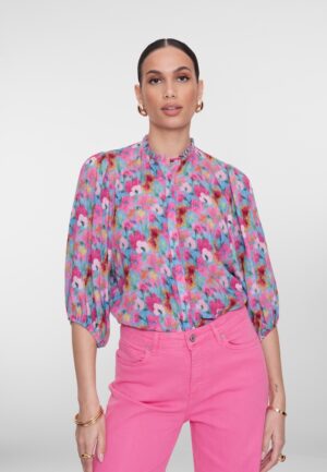 Geisha Blouse 63203-20 Blouse 625 Bright Blue/pink