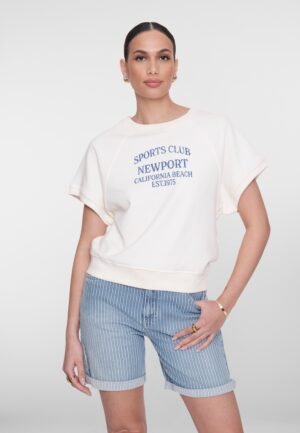 Geisha Sweater Short Sleeves Sports Club 62046-41 Sweater 10 Off-white/jeans Blue