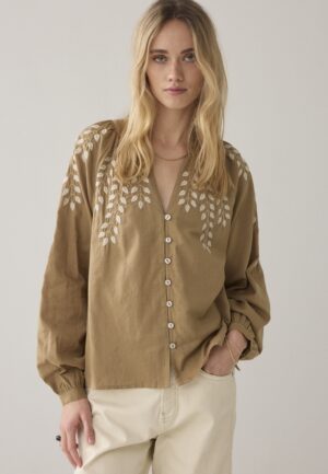 Summum Blouse Cotton Branches 2s3449-12439 Blouse 703 Khaki