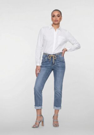 Geisha Jeans Turn-up Helen Loose Fit 827 Mid Blue Denim