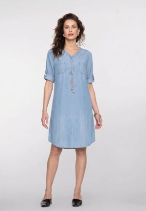 Geisha Dress Lyocell Ropes Jet Jurk 830 Bleached Denim