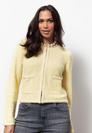 Studio Anneloes Xana Tweed Cardigan 13459 Vest 2100 Butter Yellow