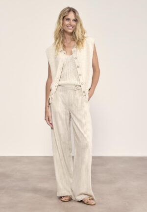 Tramontana Lurex Striped Wide-leg Trousers C03-20-101 Broek 006800-stone