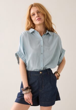 Summum Blouse Short Sleeves Viscose Cotton 2s3484-12370 431 Glacier Blue