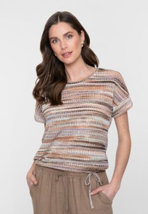 Geisha Top 62333-20 T-shirt Korte Mouw 602 Aqua/camel/sand