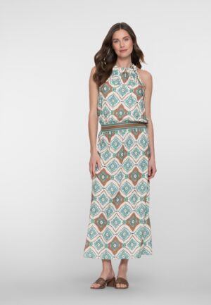 Geisha Dress 67404-20 Lange Jurken 602 Aqua/camel