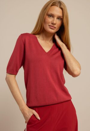 Studio Anneloes Truida Pullover 13694 Trui Korte Mouw 4000 Ruby Red