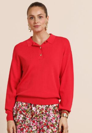 Studio Anneloes Pelin Fancy Button Polo 13698 Poloshirts 2800 Coral Red