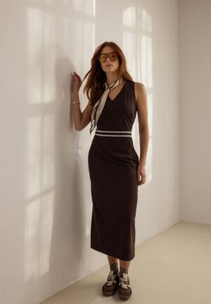 Studio Anneloes Tirza Tape Dress 13804 Zomerjurkjes 8700 Espresso