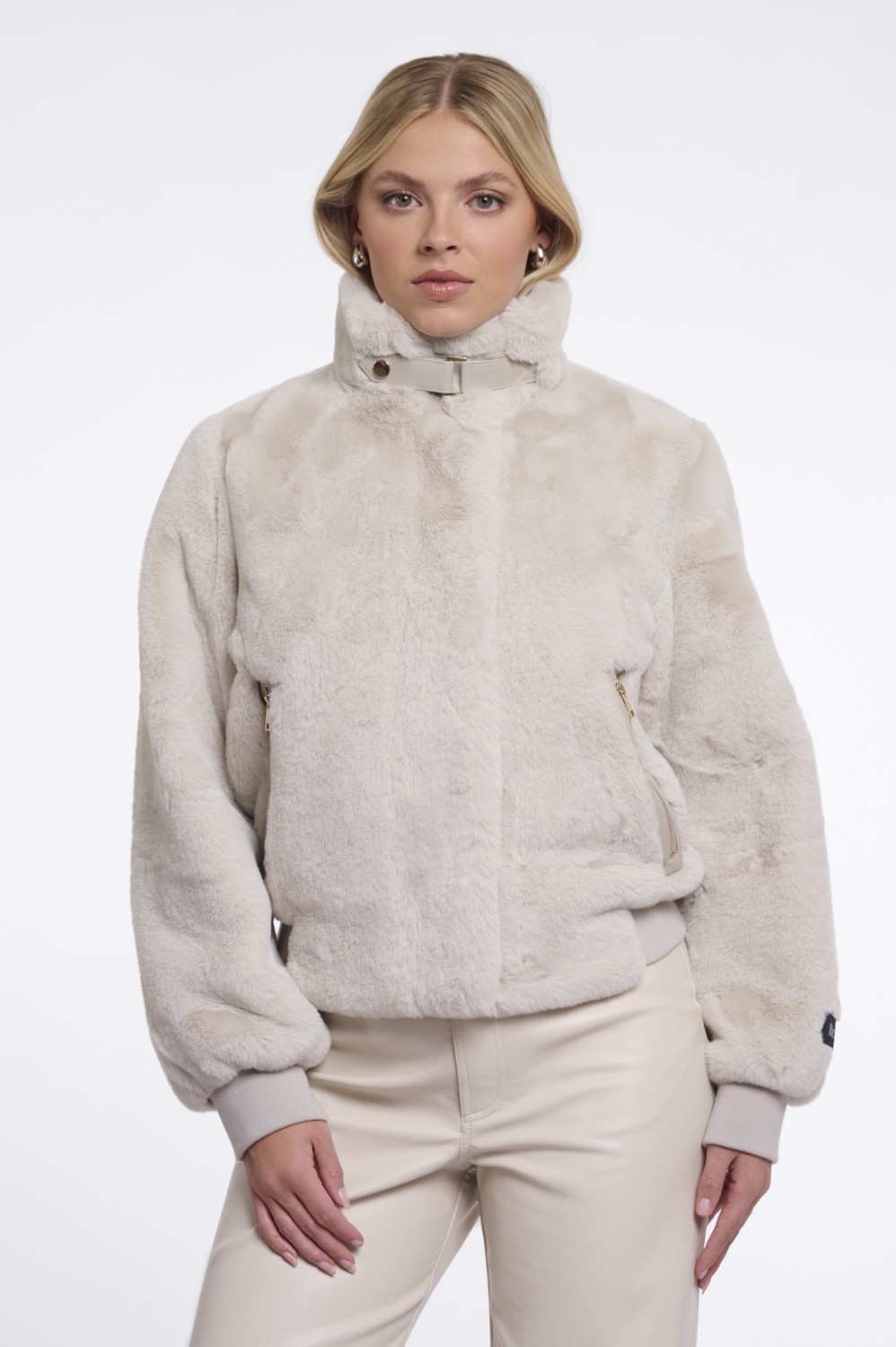 Rino & Pelle Ambra.7002611 Short Faux Fur Jacket Jackets 9030 Birch