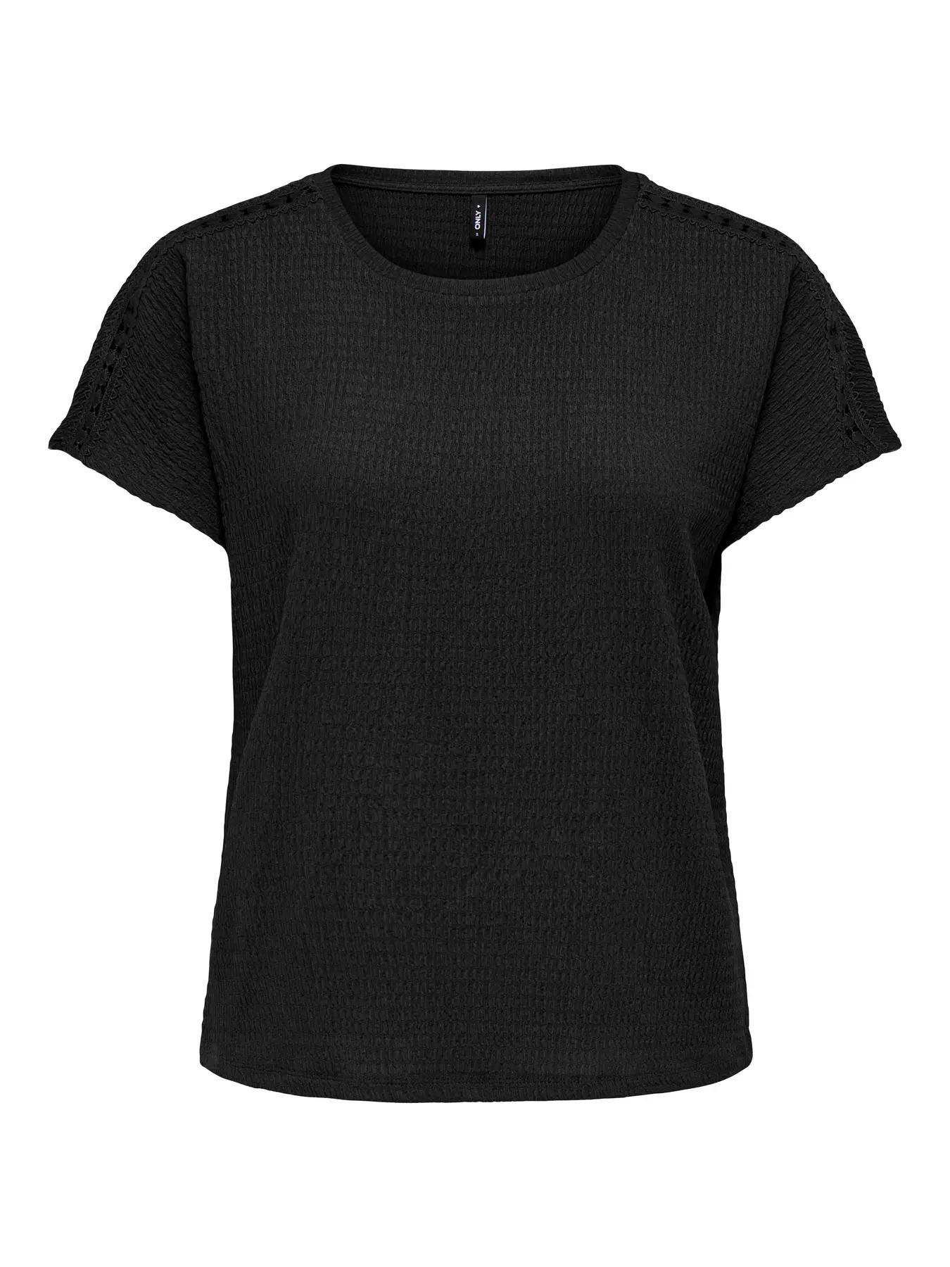 Only Onldebbie S/s Detail Top Cc Jrs 15376483 T-shirt Korte Mouw 5101392 Black
