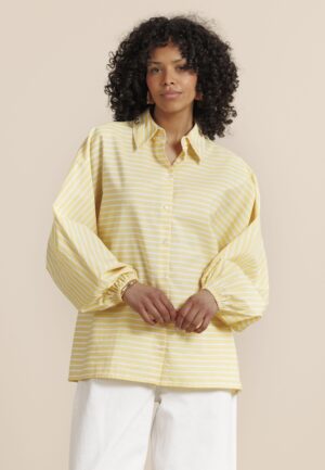 Studio Anneloes Yuki Poplin Stripe Blouse 13889 Blouse 2117 Butter Yellow/ Ecru