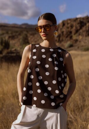Studio Anneloes Jilian Dot Top 13933 Tops En Singlets 8717 Espresso/ecru