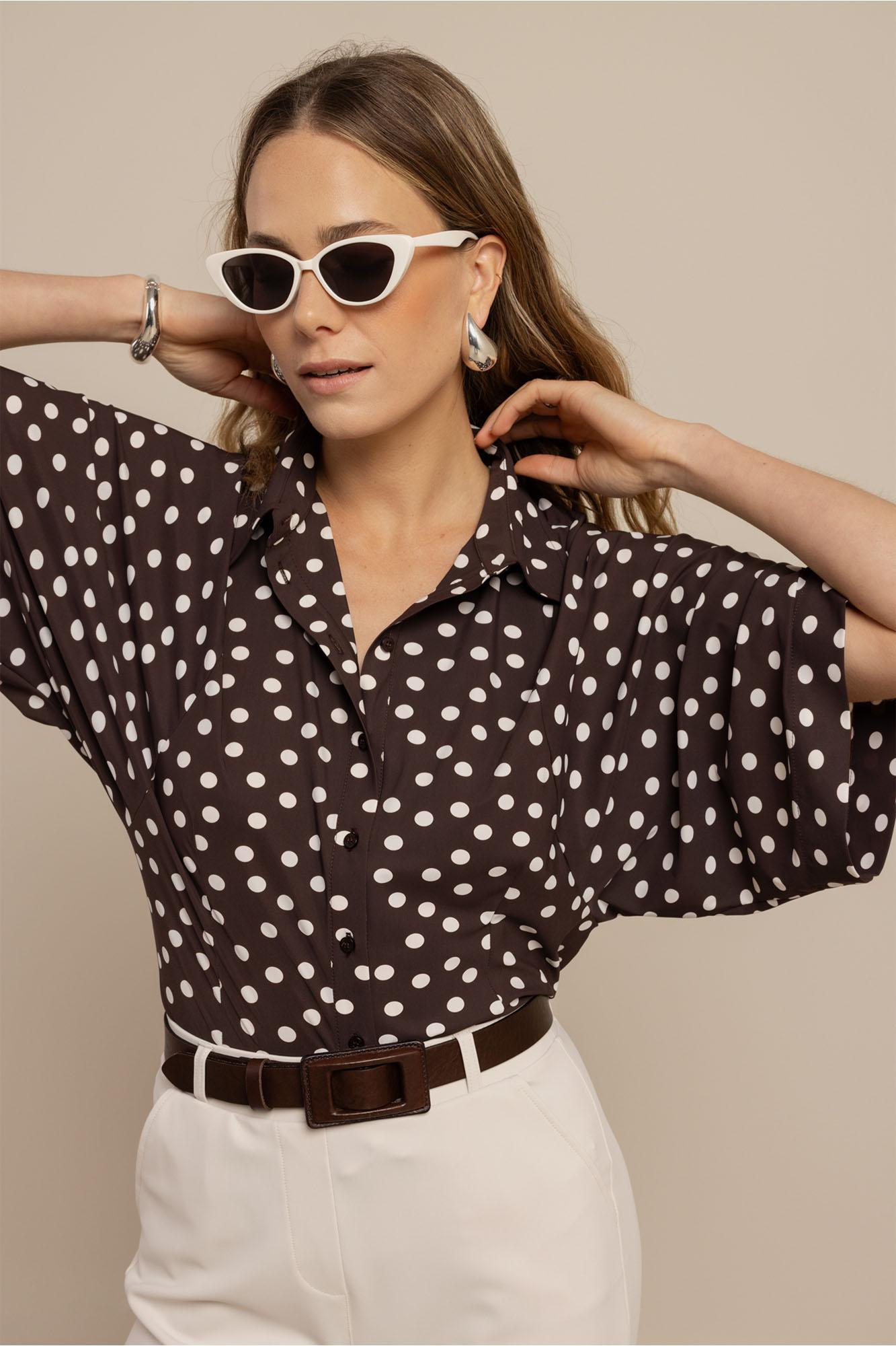 Studio Anneloes Fabienne Dot Blouse 13937 Blouse 8717 Espresso/ecru