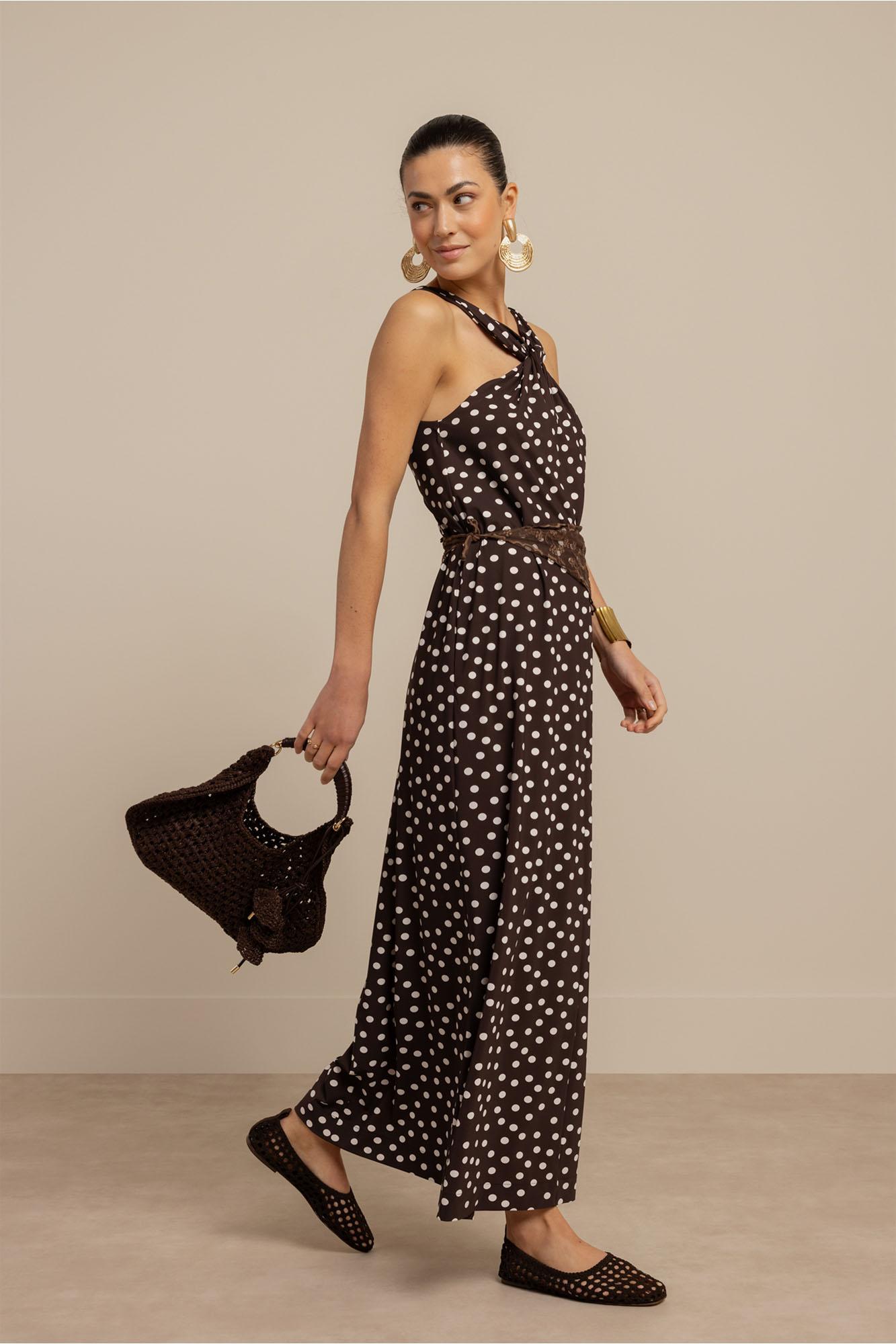 Studio Anneloes Norah 2way Dot Dress 13938 Jurk 8717 Espresso/ecru