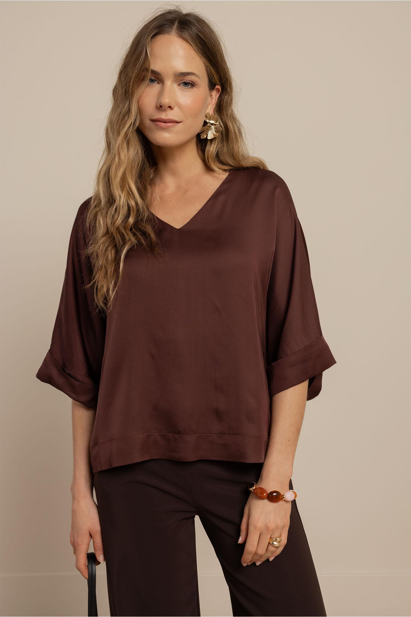 Studio Anneloes Madison Satin Top 13947 Tops En Singlets 8600 Chestnut