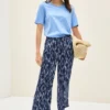 3/4 Broek met gedessineerde Wide Legs
