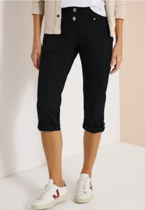 3/4 Mid Waist Slim Legs broek met omslag