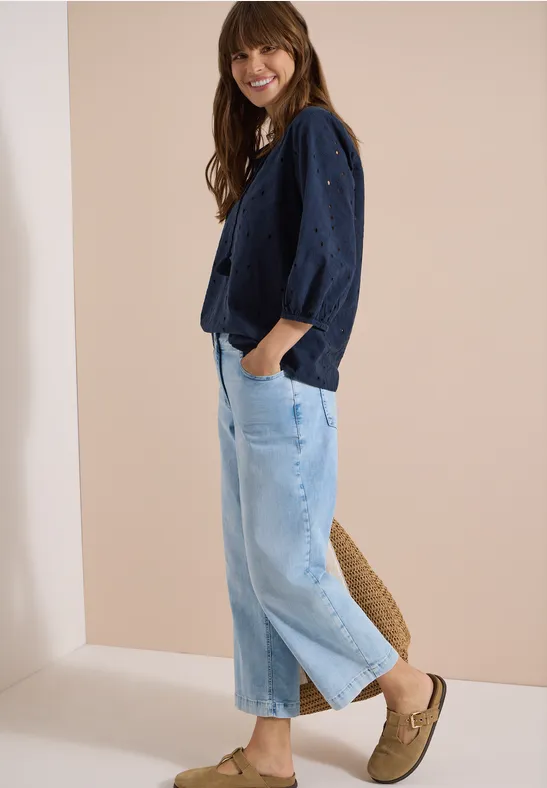 3/4 mouw blouse met shiffley patroon