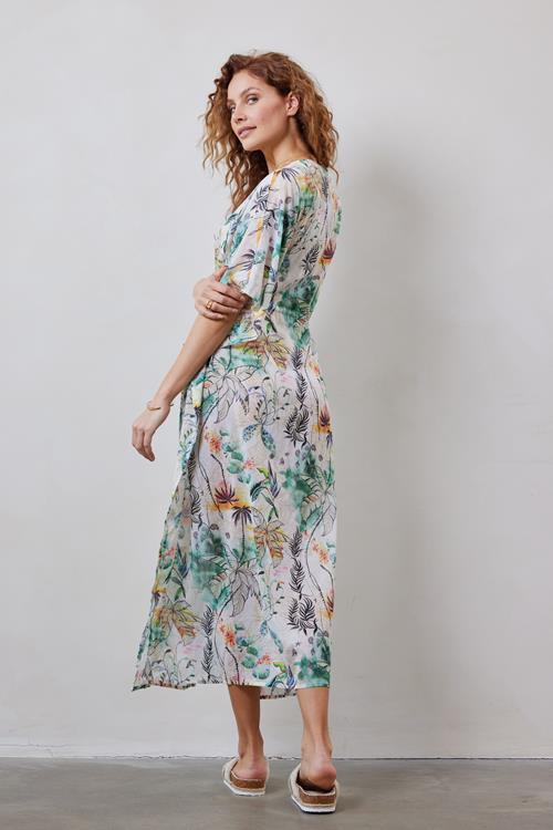Kaftan long Offwhite with Palm festival print - Afbeelding 4
