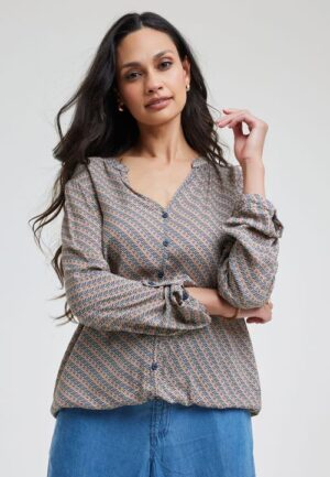 Alternative view of Blouse Nilly Sand with Pure print
