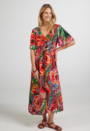 Dress Jazzy Dark red Fiesta print