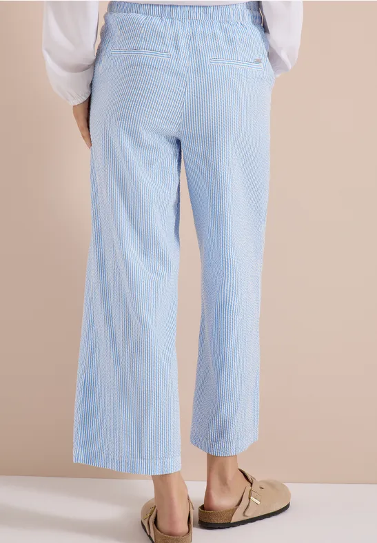 7/8 Wide Legs broek in seersucker kwaliteit - Afbeelding 3