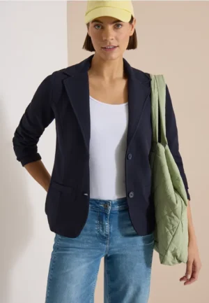 Blazer met structuur in effen kleur