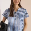 Blouse met afhangende schouders en strepen