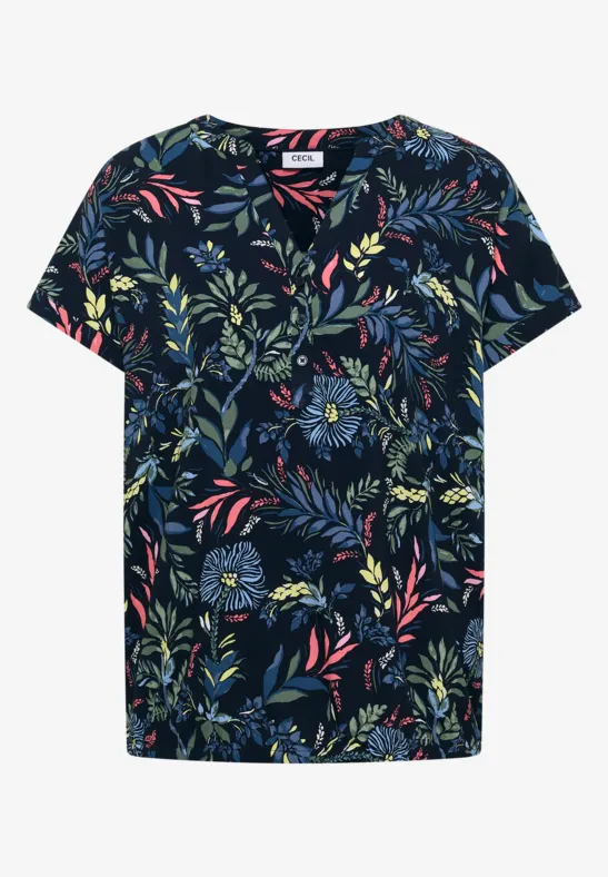 Blouse met gespleten hals en print - Afbeelding 2