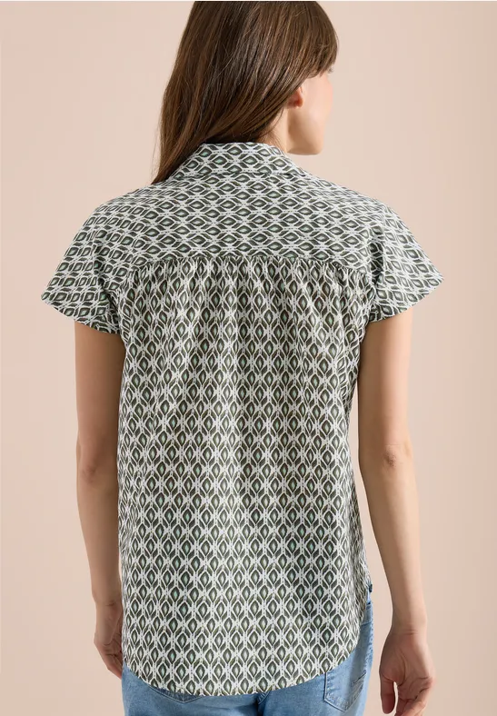 Blouse met korte mouwen en minimale print - Afbeelding 3