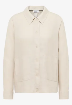 Alternative view of Blouse met lange mouwen en linnen overhemdkraag