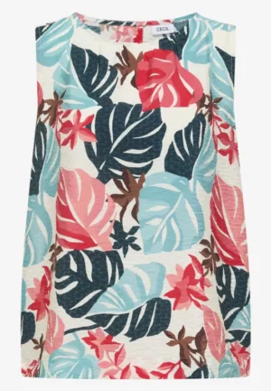 Alternative view of Blouse met ronde hals en bladerenprint