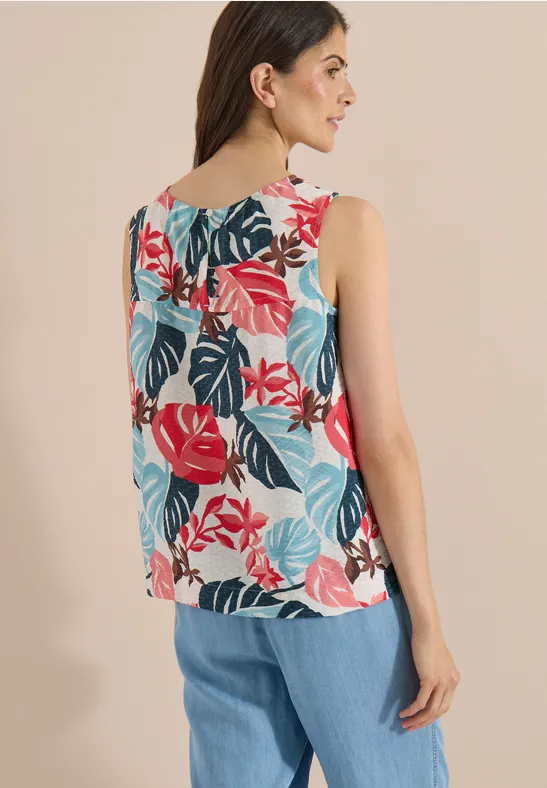 Blouse met ronde hals en bladerenprint - Afbeelding 3