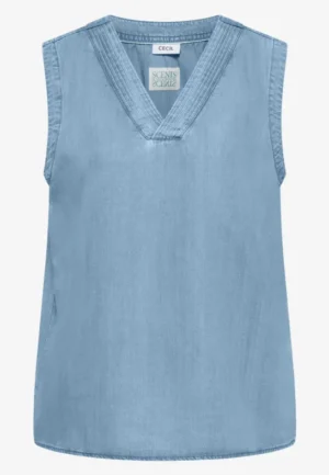 Alternative view of Blousetop in denimlook met V-hals