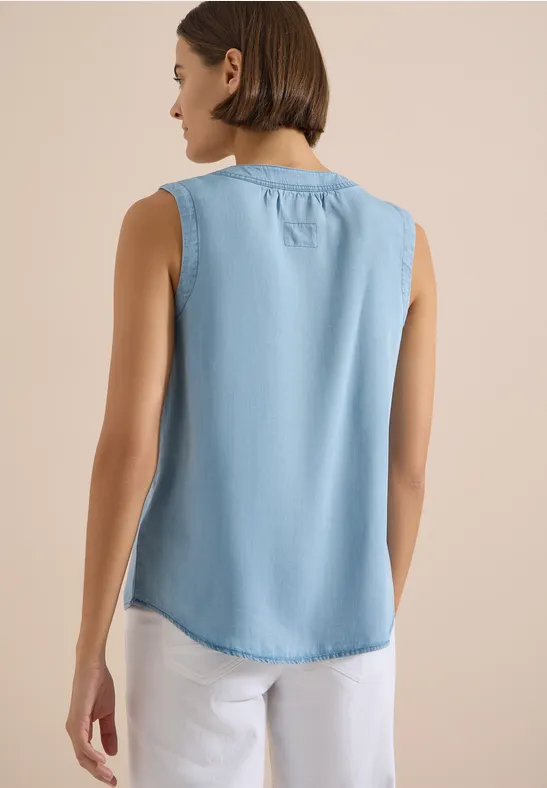 Blousetop in denimlook met V-hals - Afbeelding 3