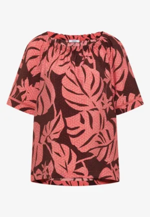 Alternative view of Carmen blouse met korte mouwen en bladprint